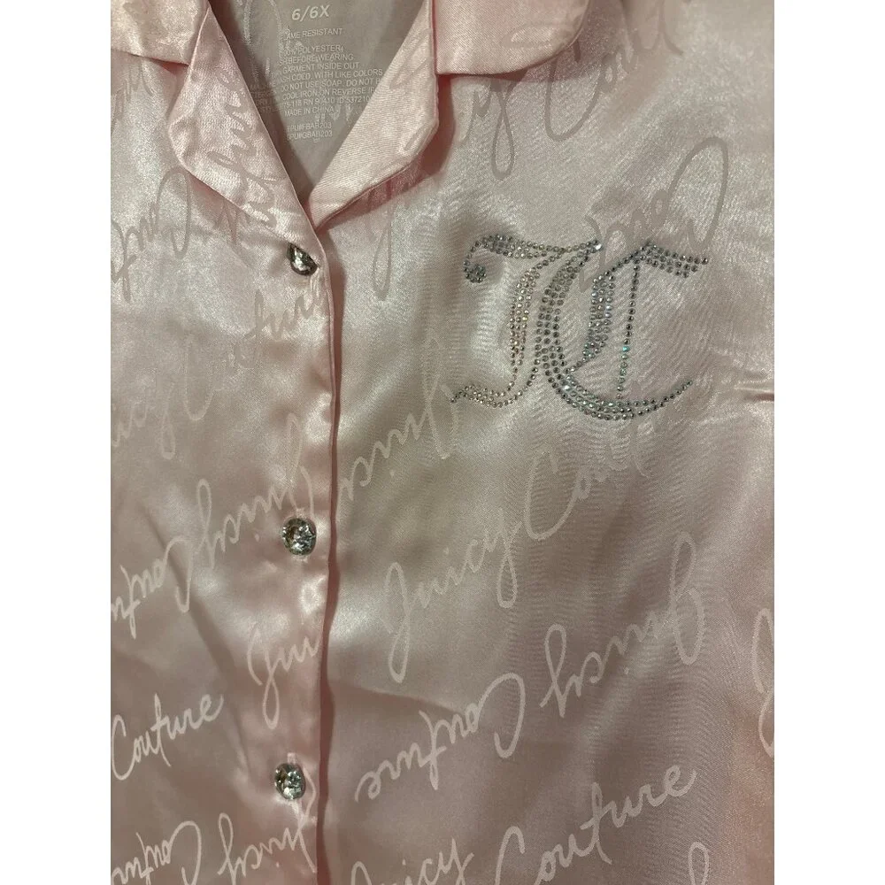 Juicy‎ Couture Girls Satin Pajama Set Pink Size 6X NWT